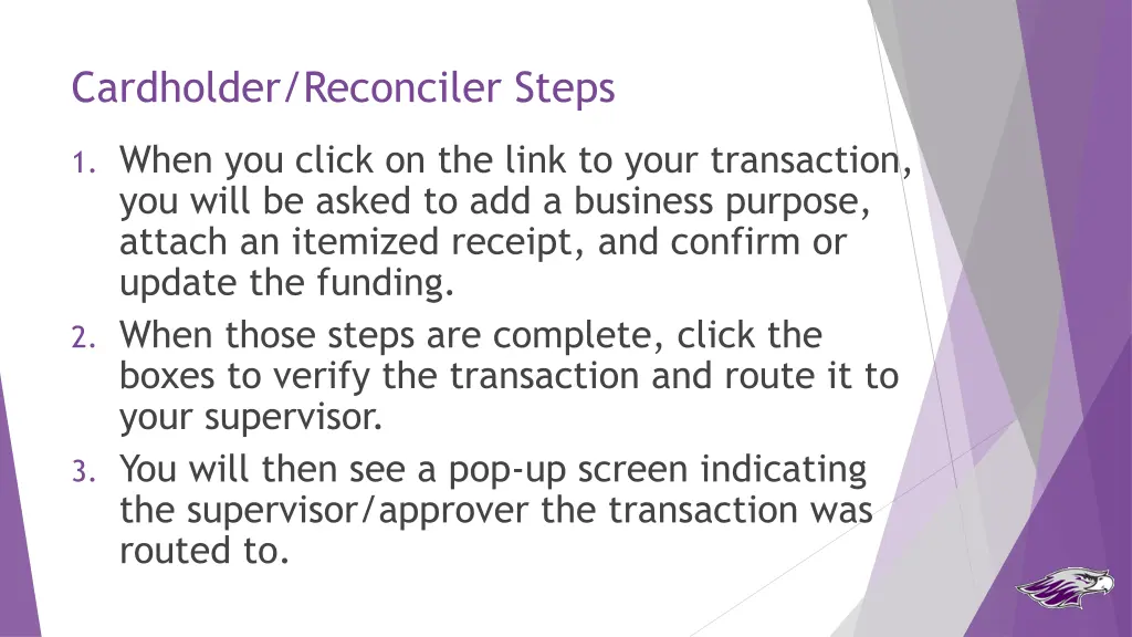 cardholder reconciler steps 1