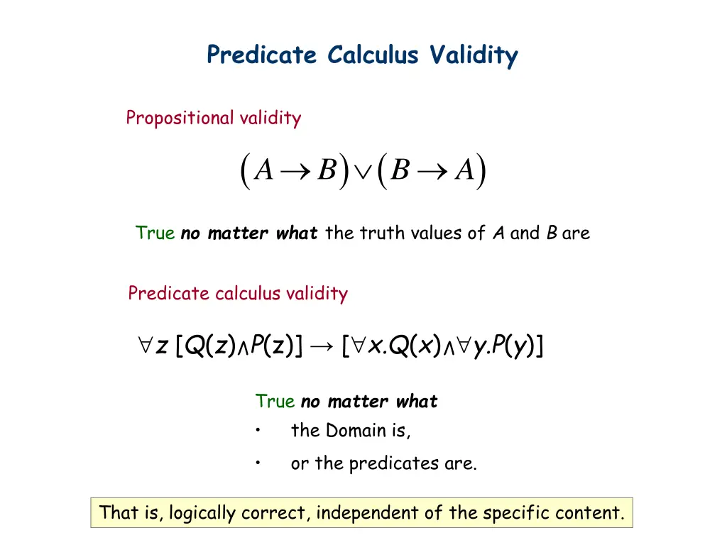 predicate calculus validity