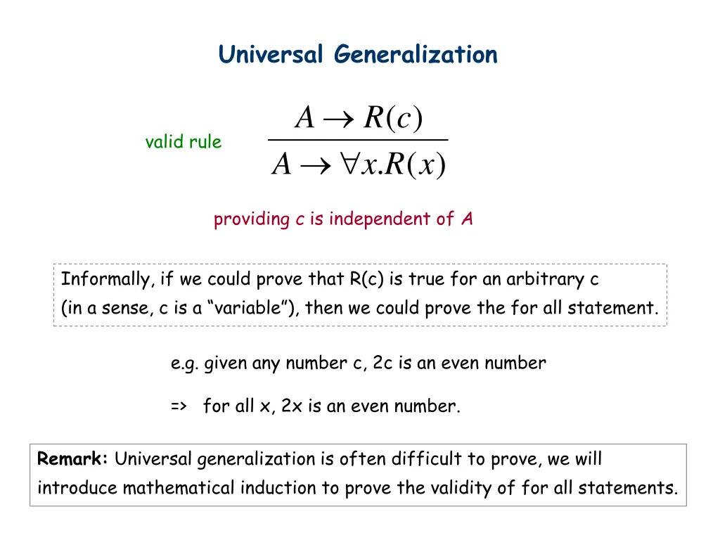 universal generalization