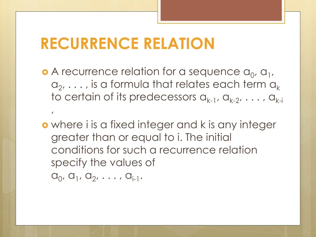 recurrence relation