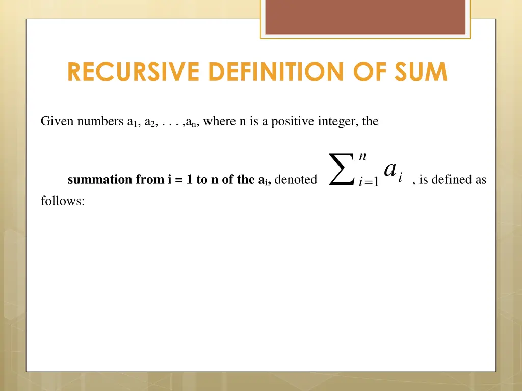 recursive definition of sum
