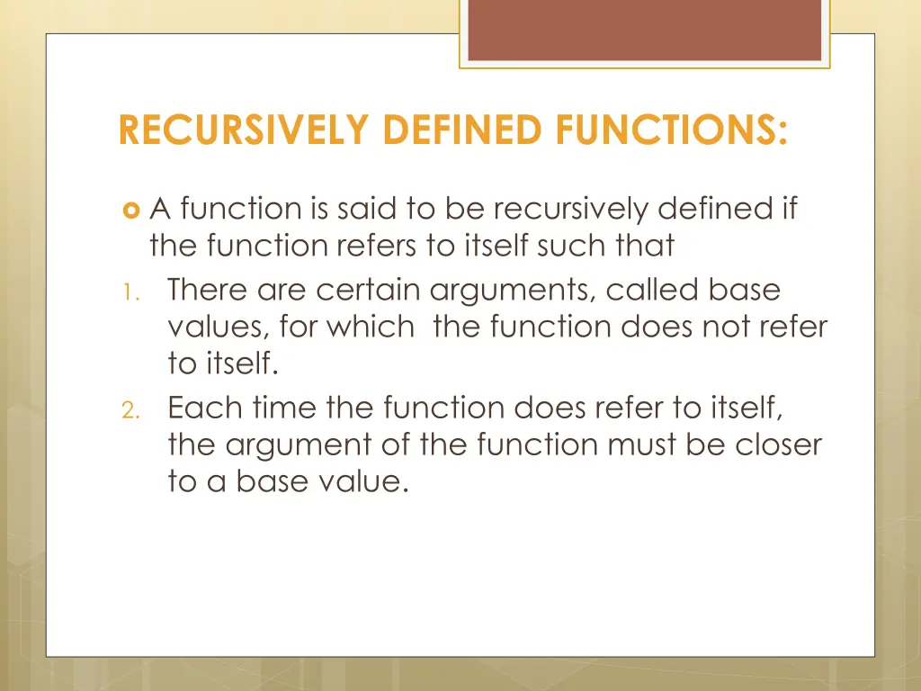 recursively defined functions