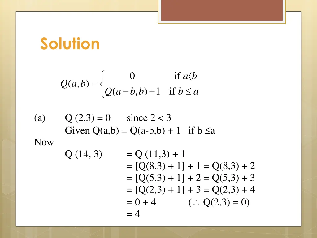 solution solution a q 2 3 0 given