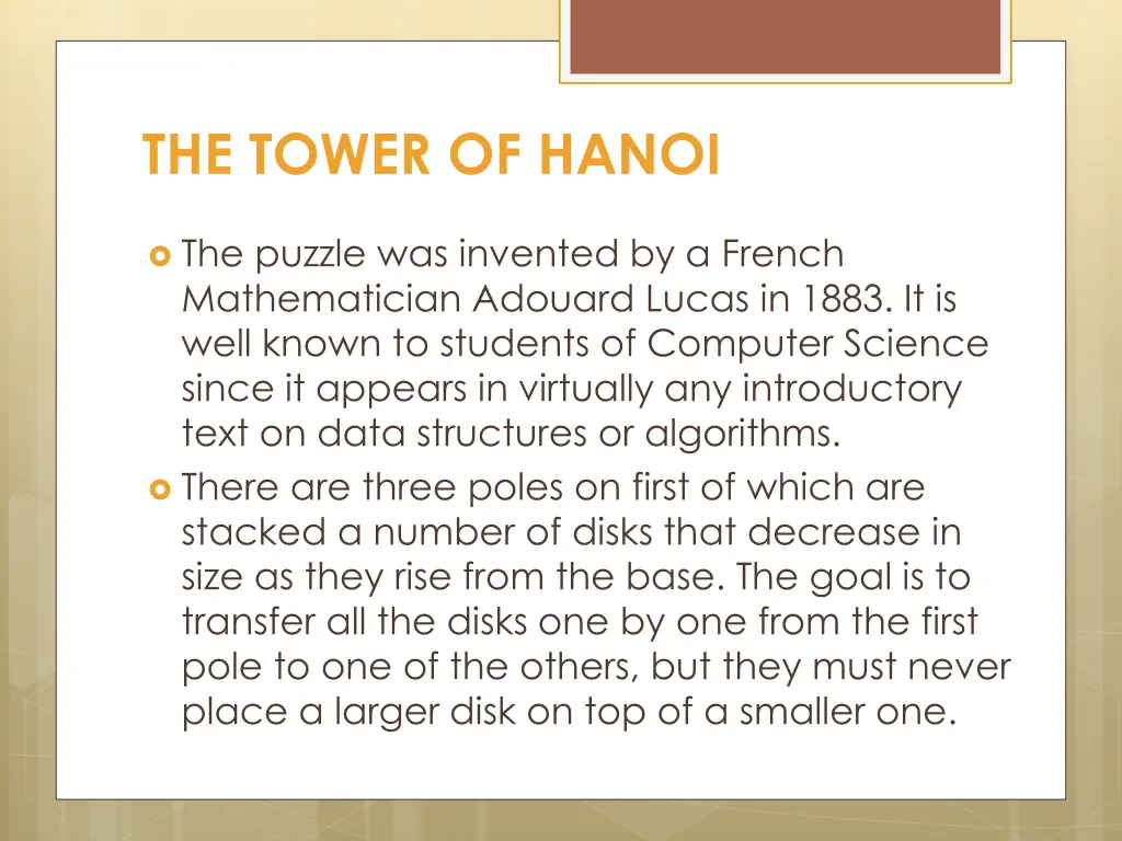the tower of hanoi