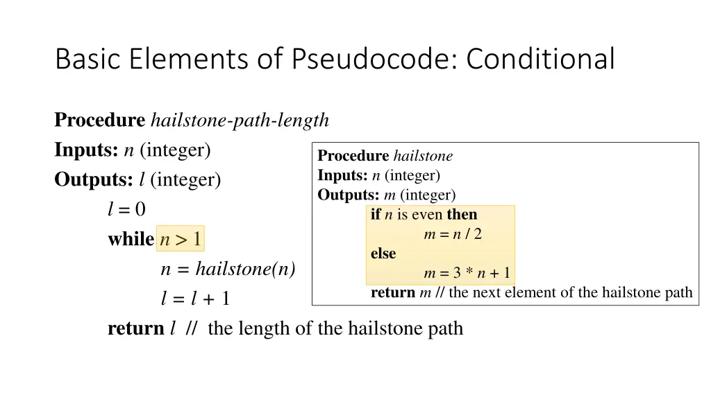 basic elements of pseudocode conditional