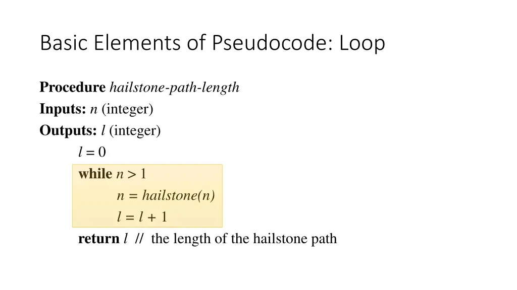 basic elements of pseudocode loop