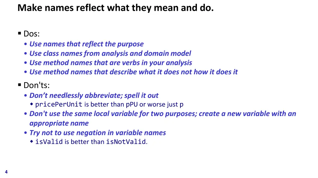 make names reflect what they mean and do