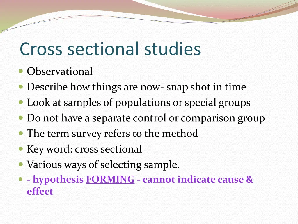 cross sectional studies