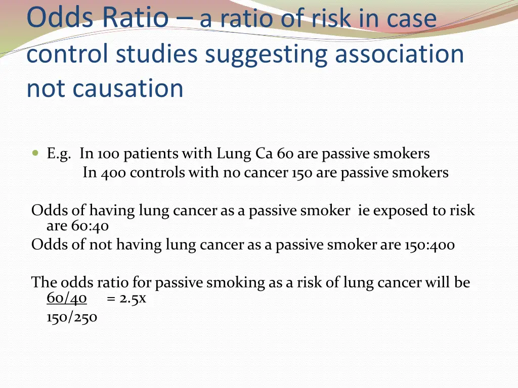 odds ratio a ratio of risk in case control