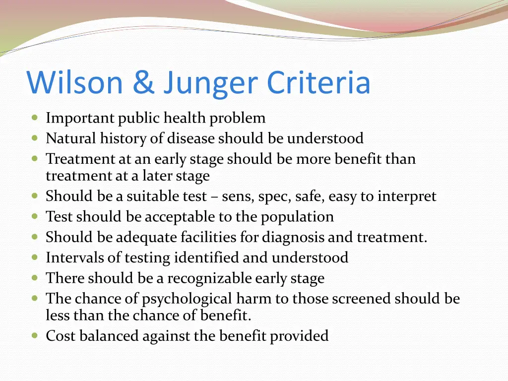 wilson junger criteria