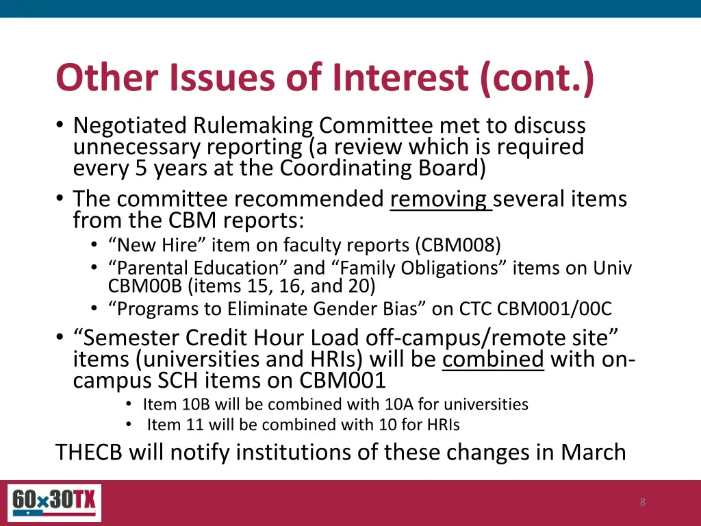 other issues of interest cont negotiated