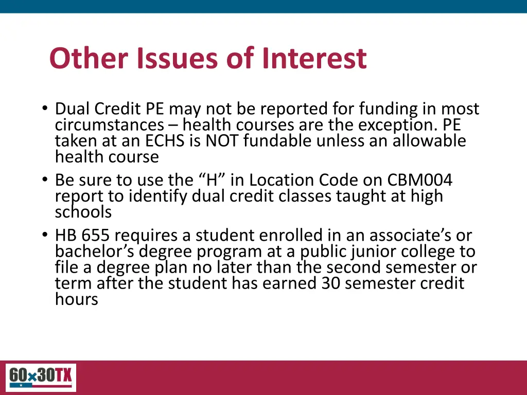 other issues of interest