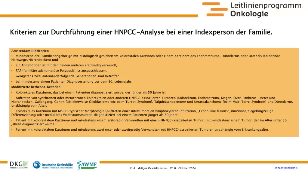 kriterien zur durchf hrung einer hnpcc