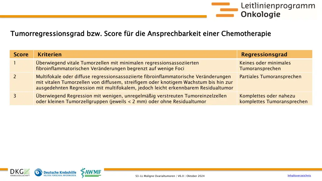 tumorregressionsgrad bzw score