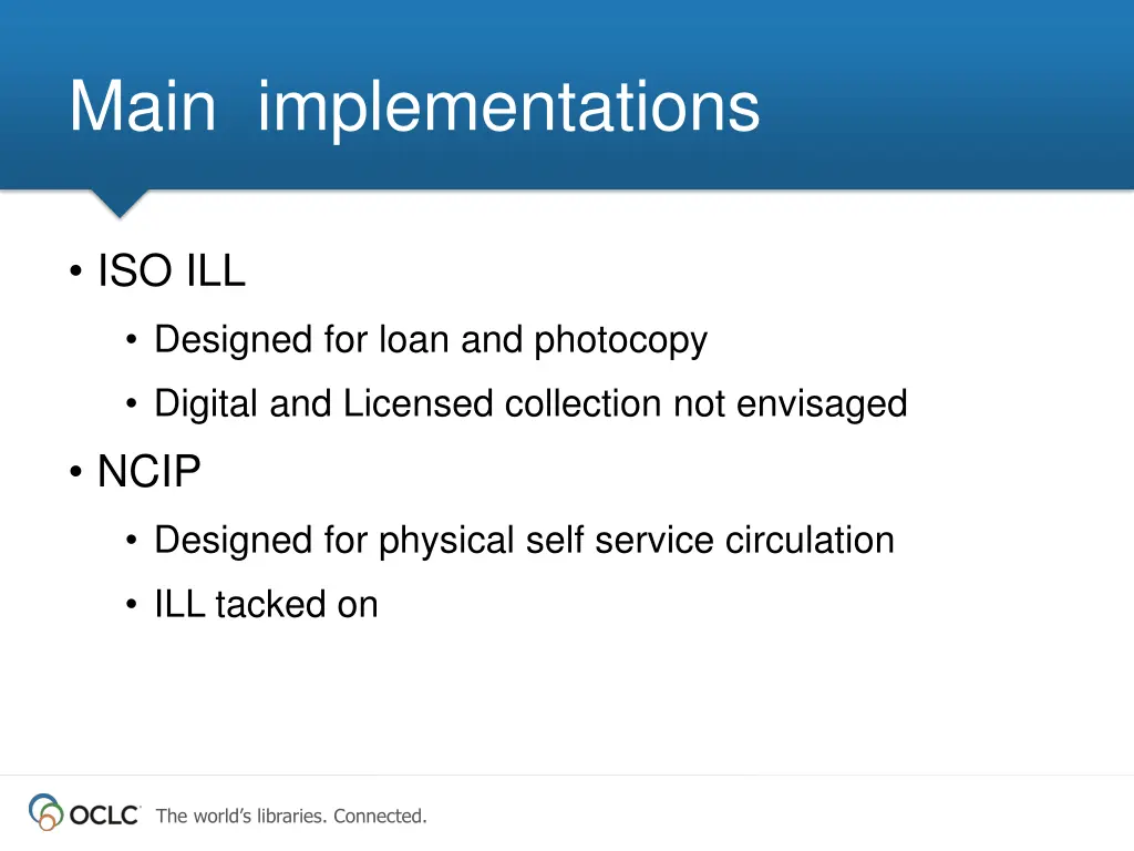 main implementations
