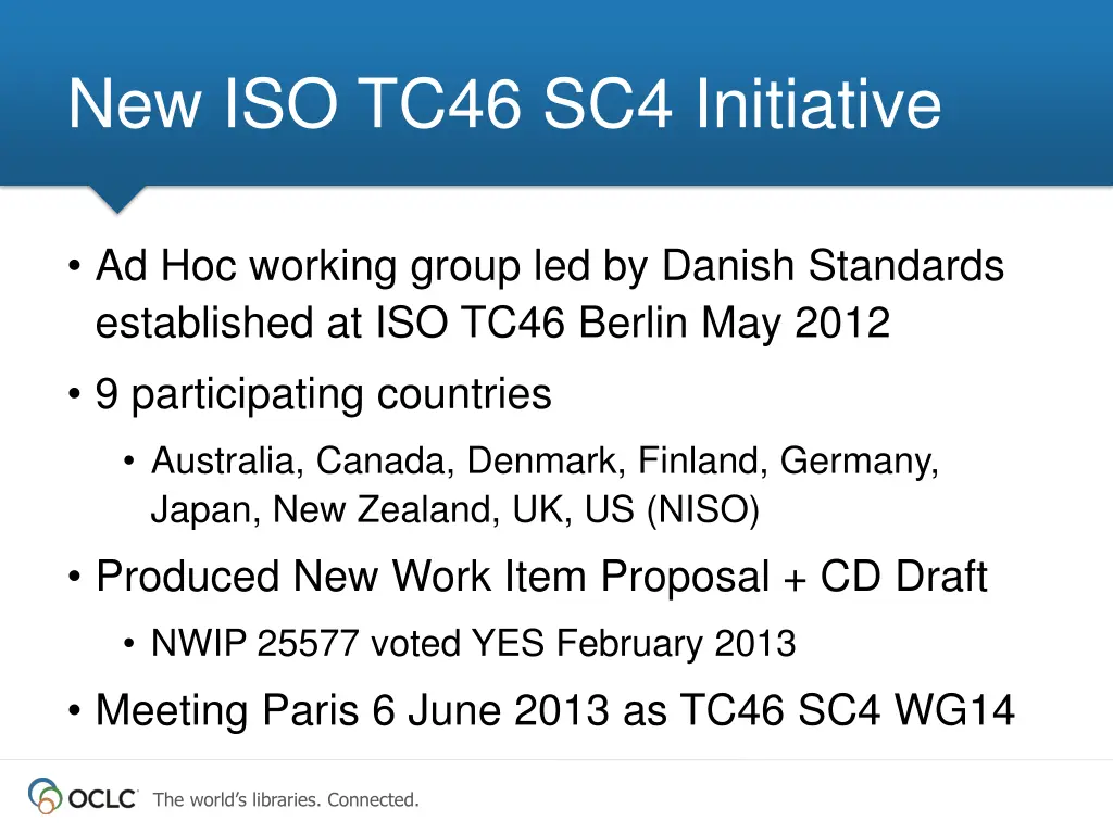 new iso tc46 sc4 initiative