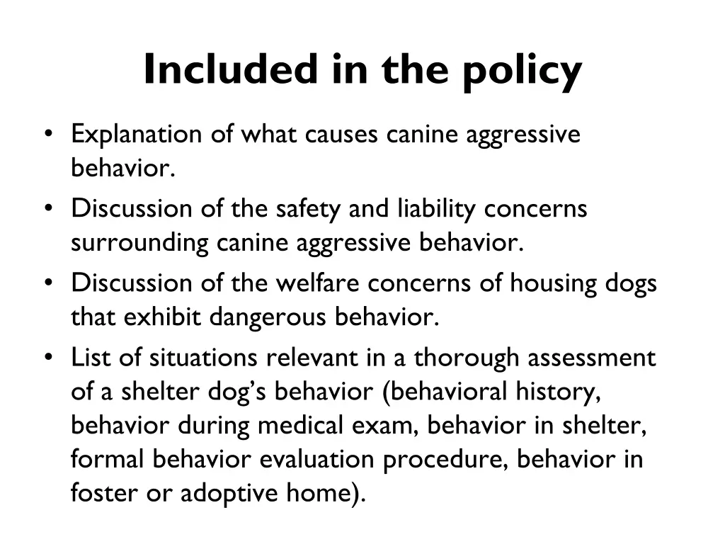 included in the policy