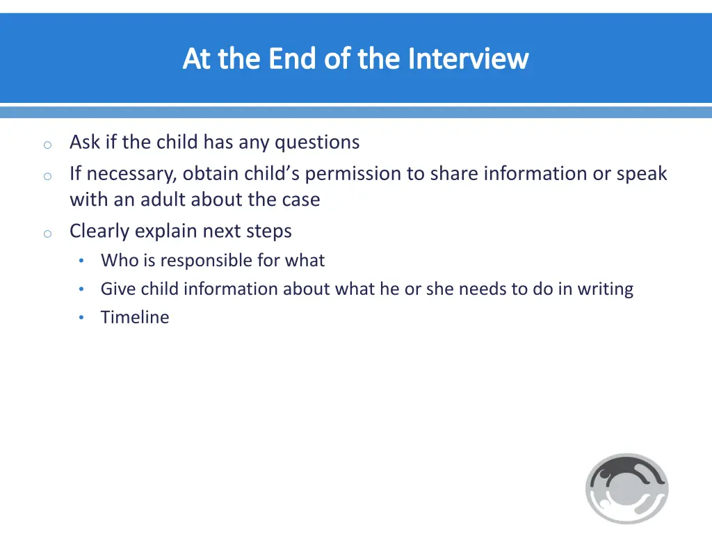 at the end of the interview