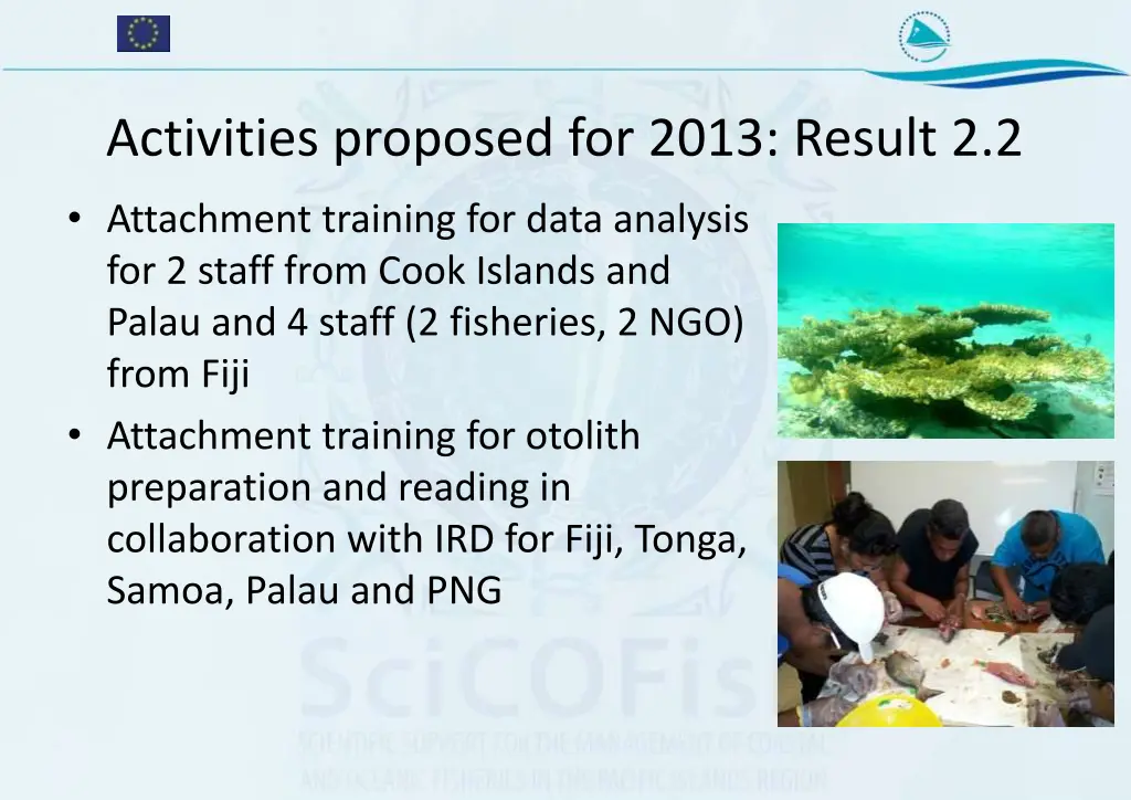 activities proposed for 2013 result 2 2 1