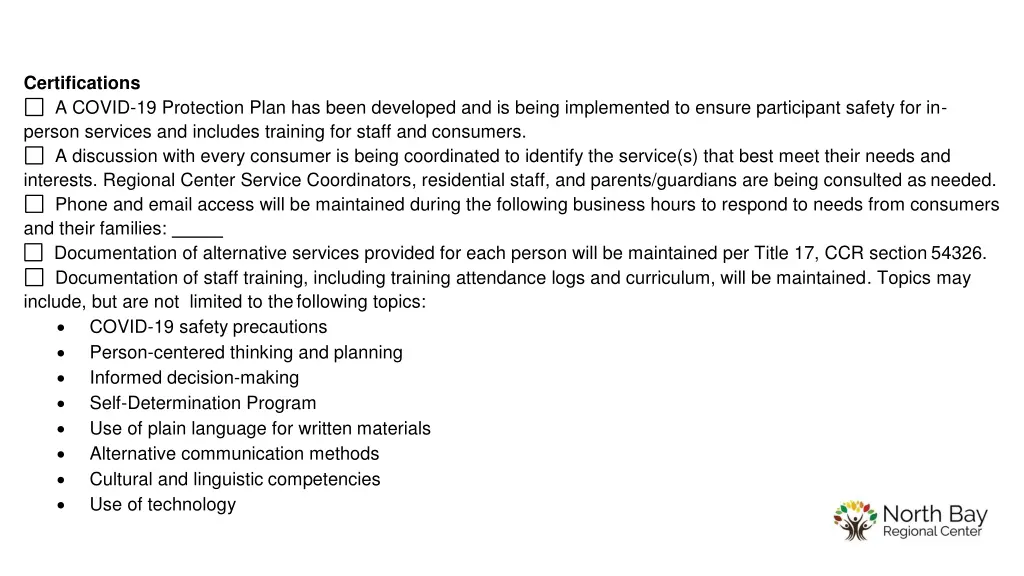 certifications a covid 19 protection plan