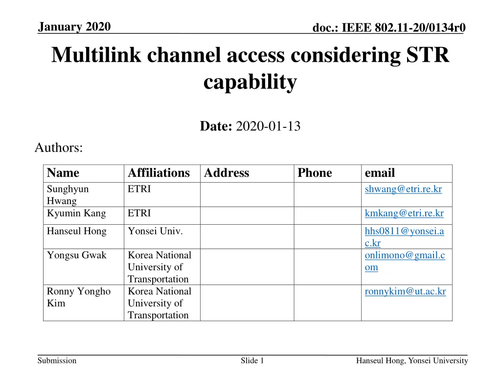 january 2020 multilink channel access considering