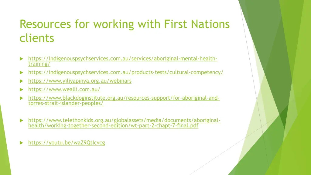 resources for working with first nations clients