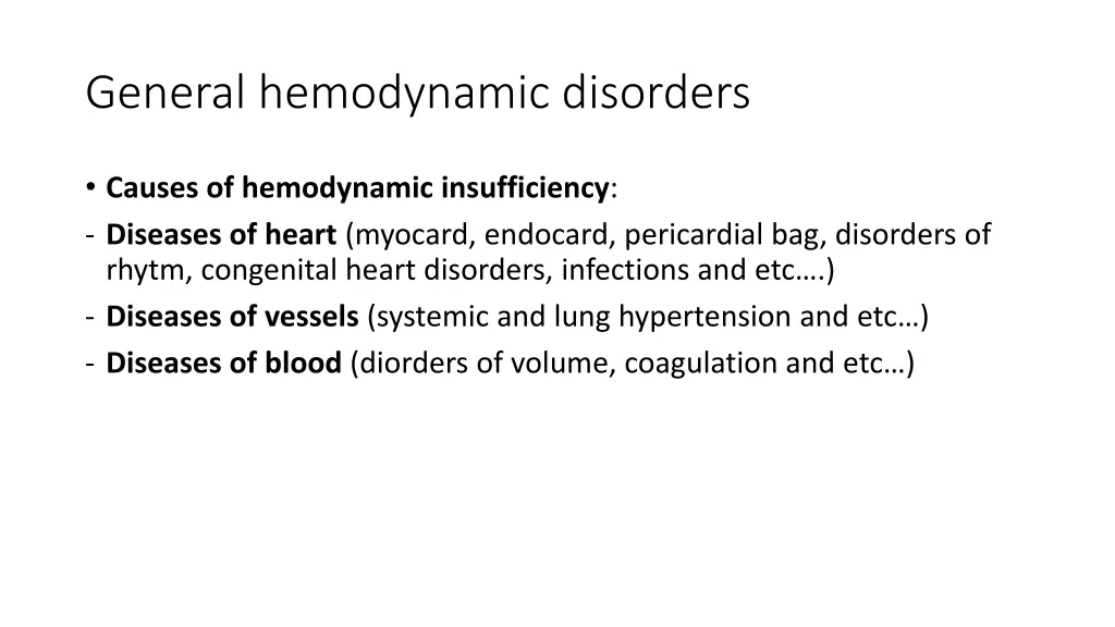 general hemodynamic disorders