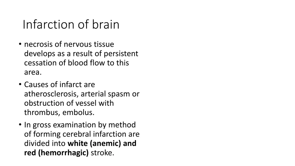 infarction of brain