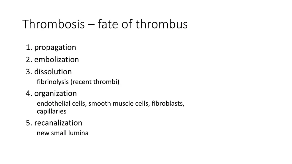 thrombosis fate of thrombus