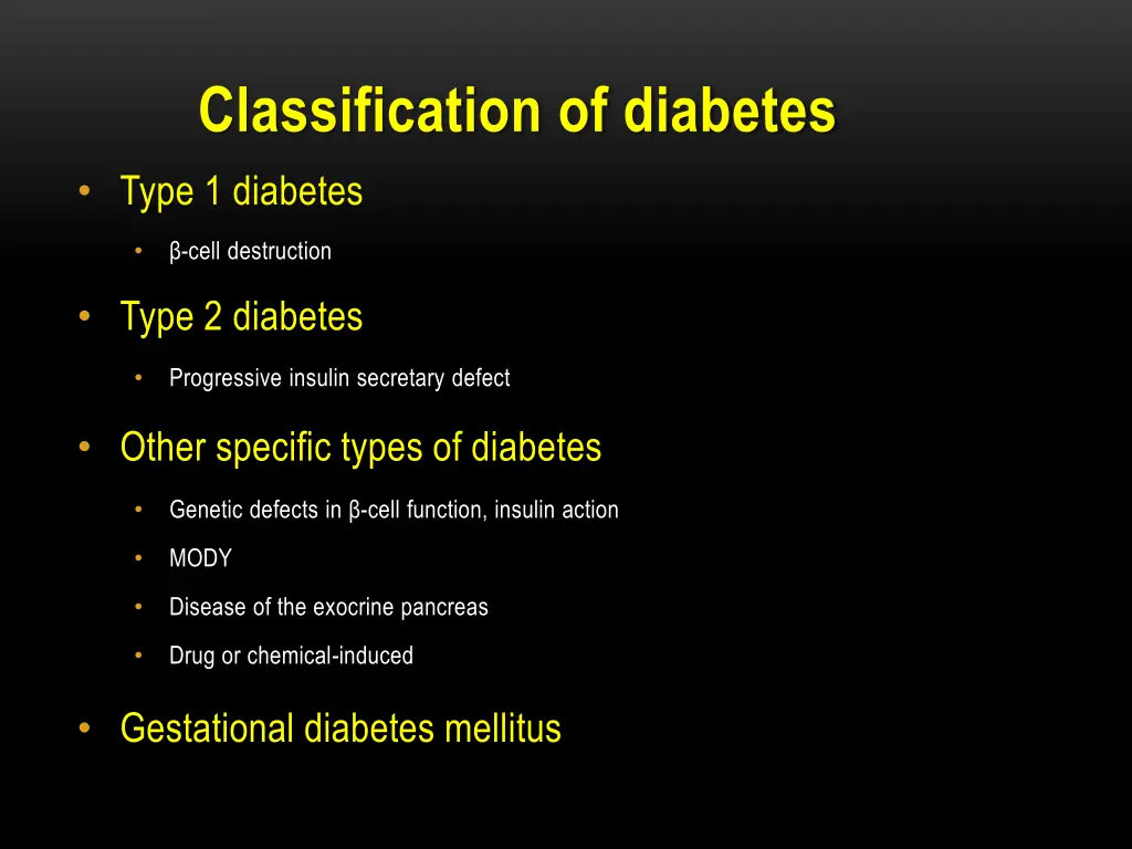 classification of diabetes