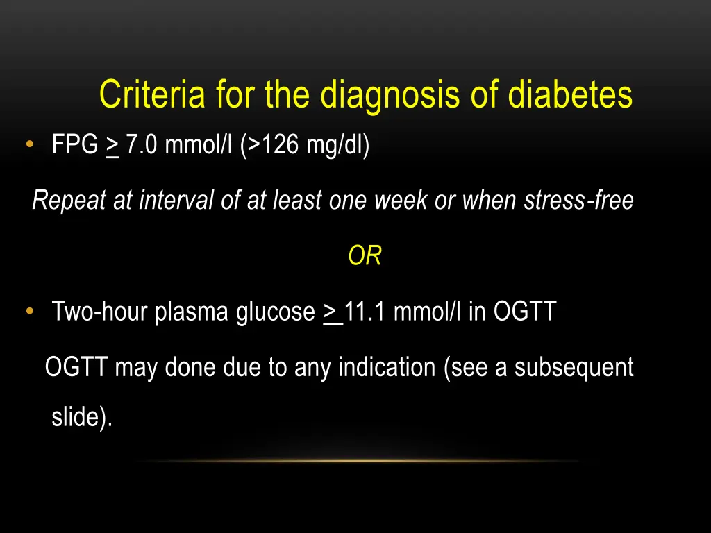 criteria for the diagnosis of diabetes