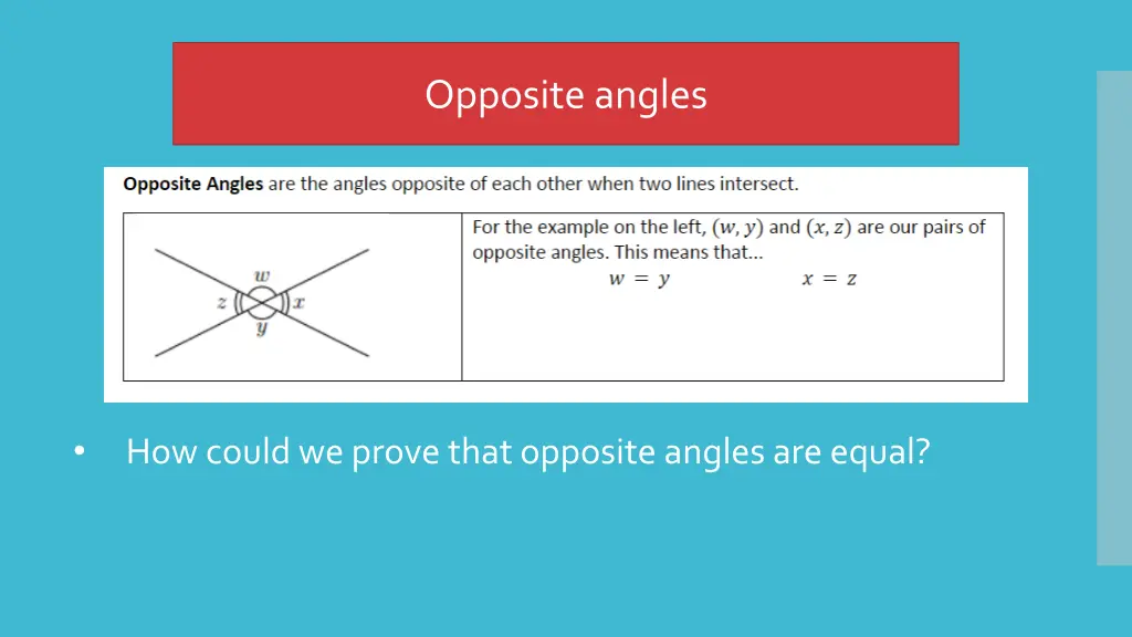 opposite angles