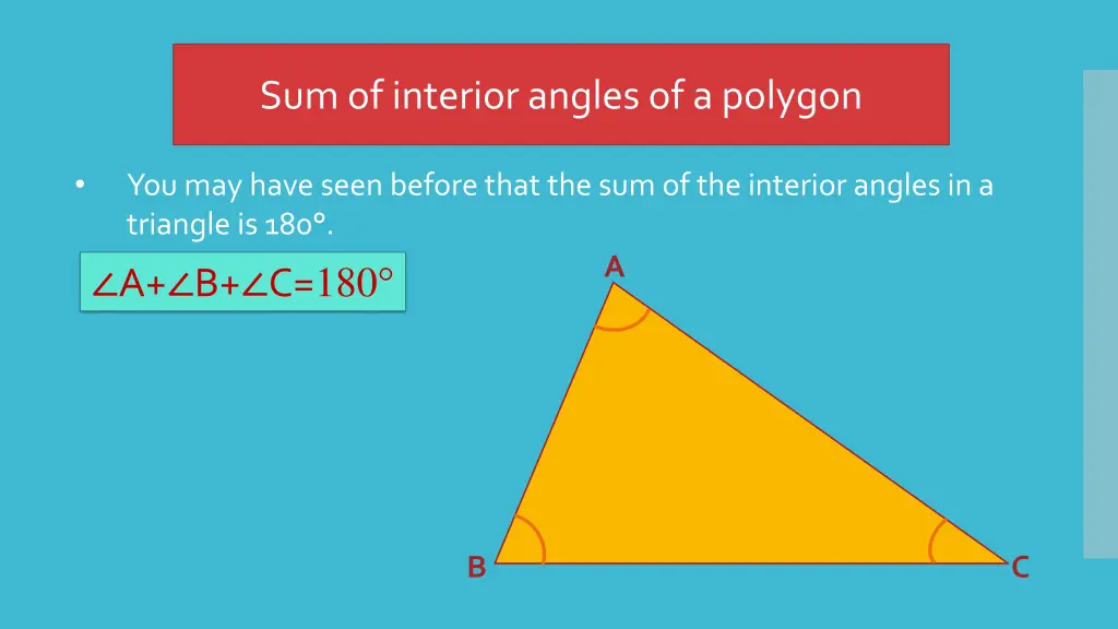 sum of interior angles of a polygon 1