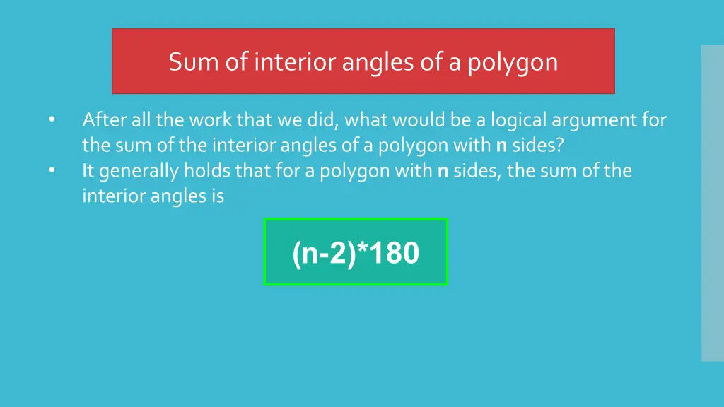 sum of interior angles of a polygon 19