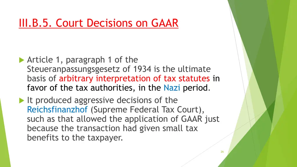 iii b 5 court decisions on gaar