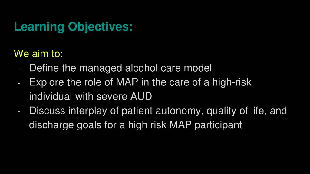 learning objectives