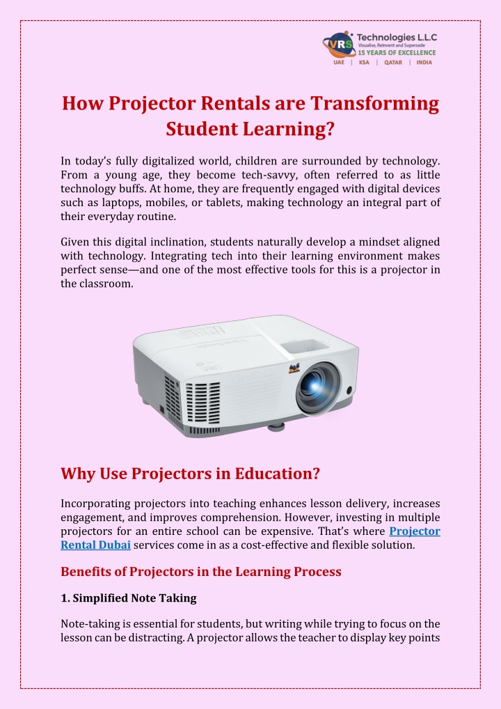 how projector rentals are transforming student
