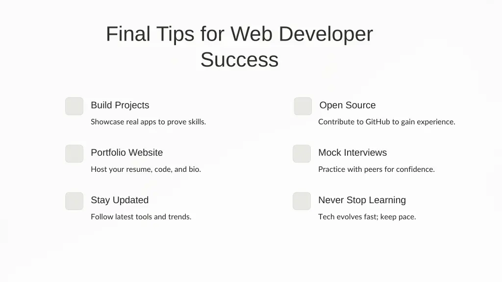 final tips for web developer success