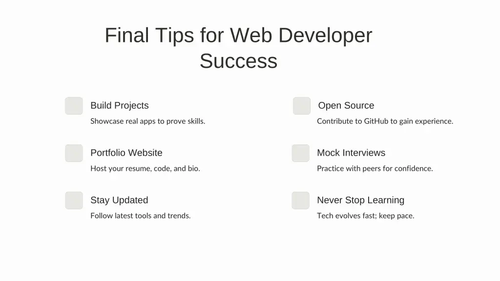 final tips for web developer success
