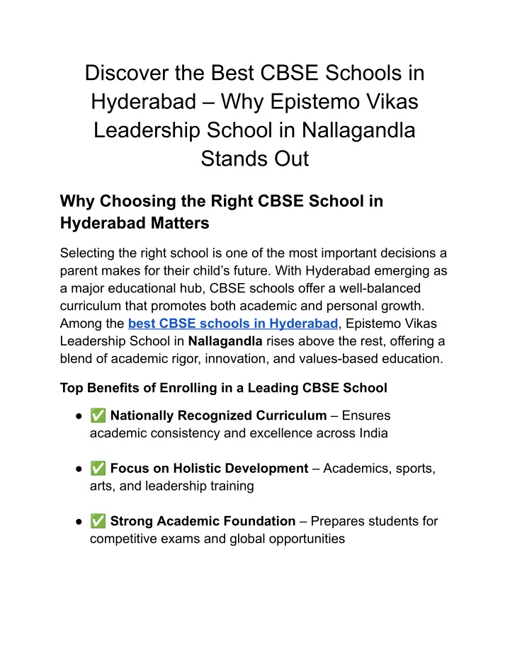 discover the best cbse schools in hyderabad
