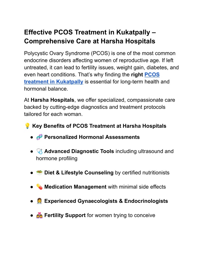 effective pcos treatment in kukatpally