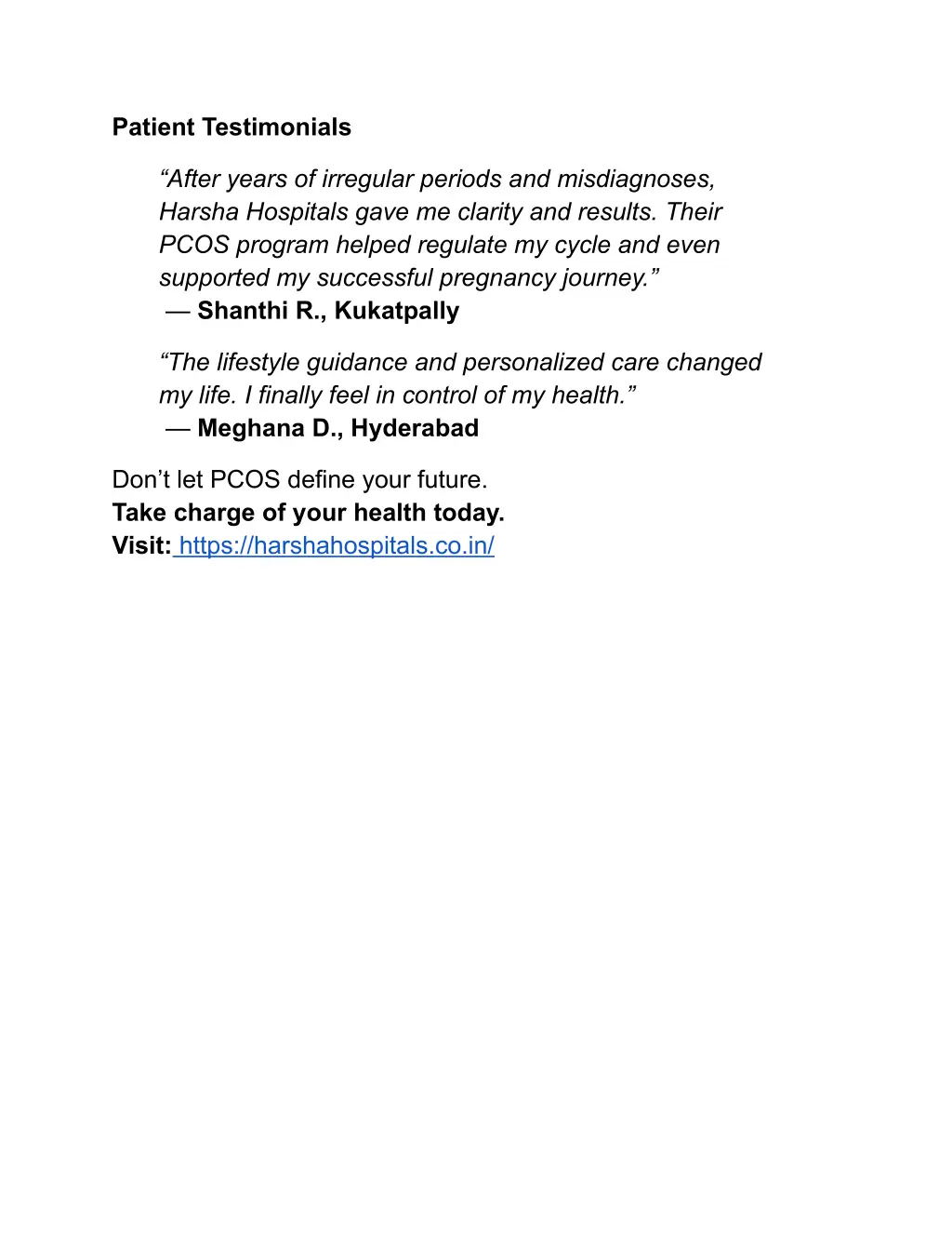patient testimonials