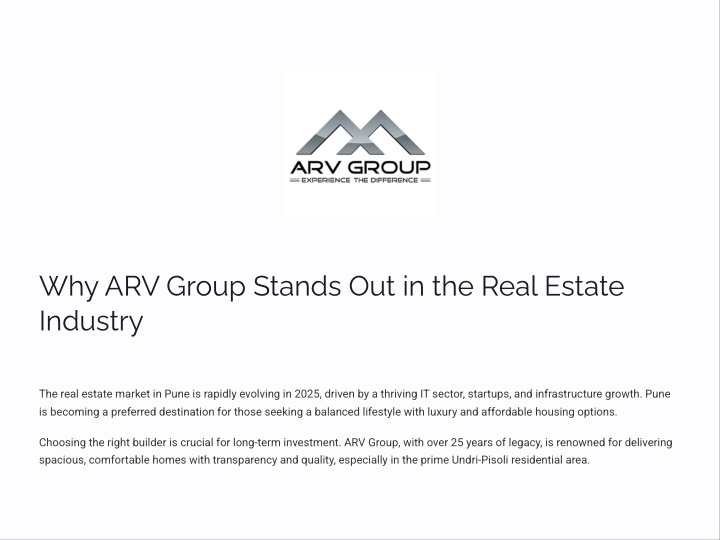 why arv group stands out in the real estate