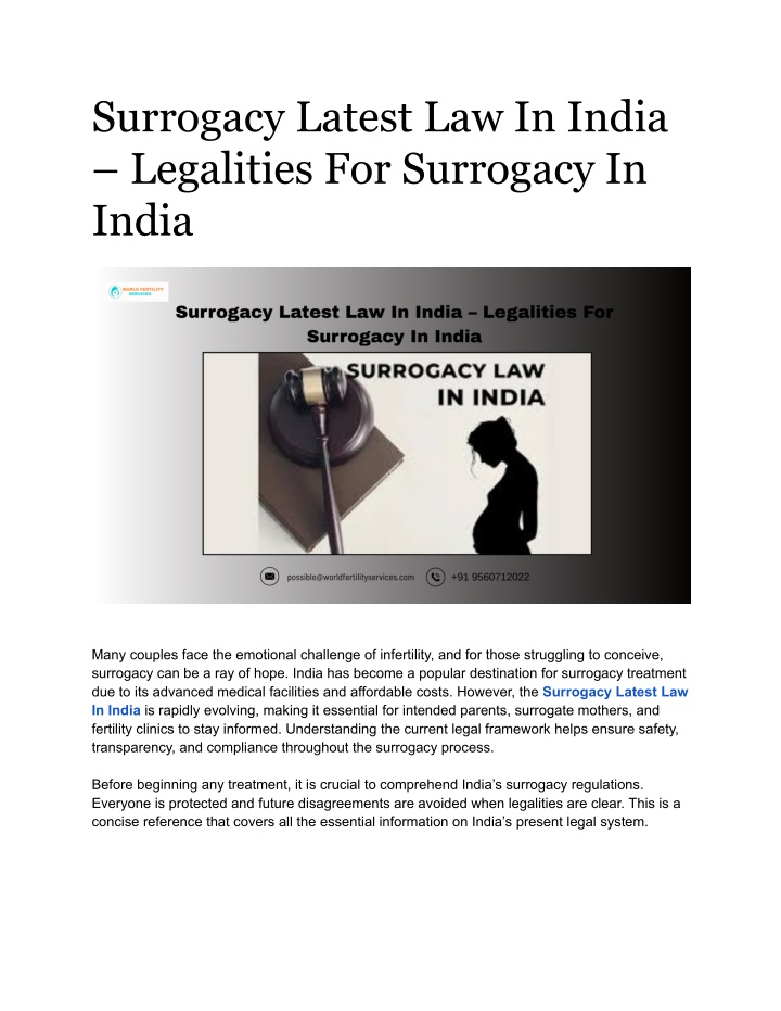 surrogacy latest law in india legalities