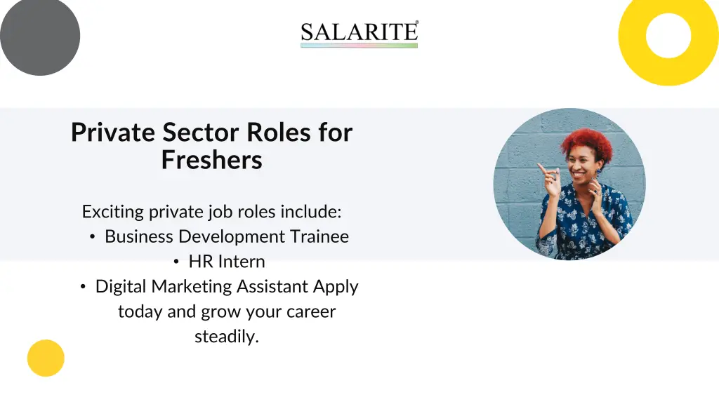 private sector roles for freshers