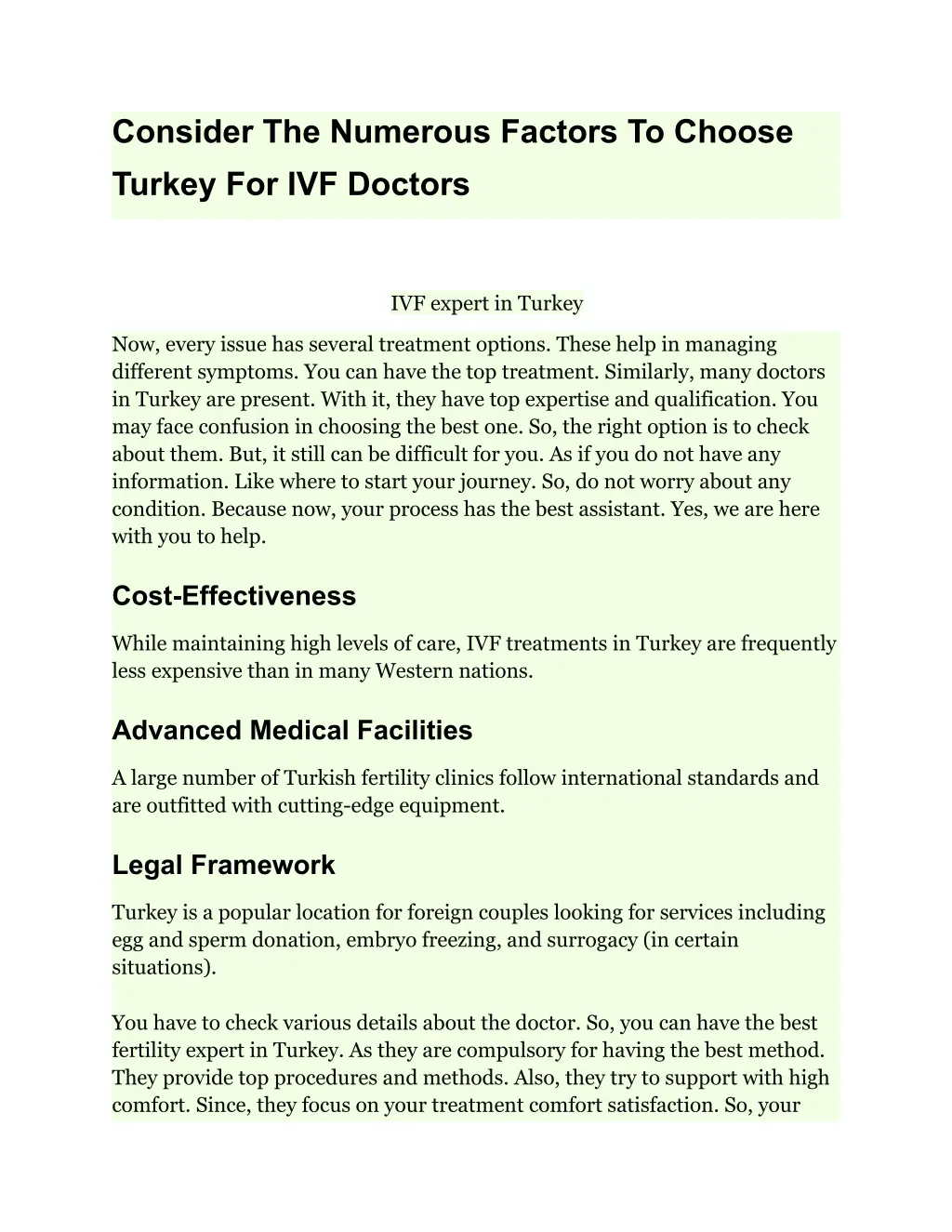 consider the numerous factors to choose turkey