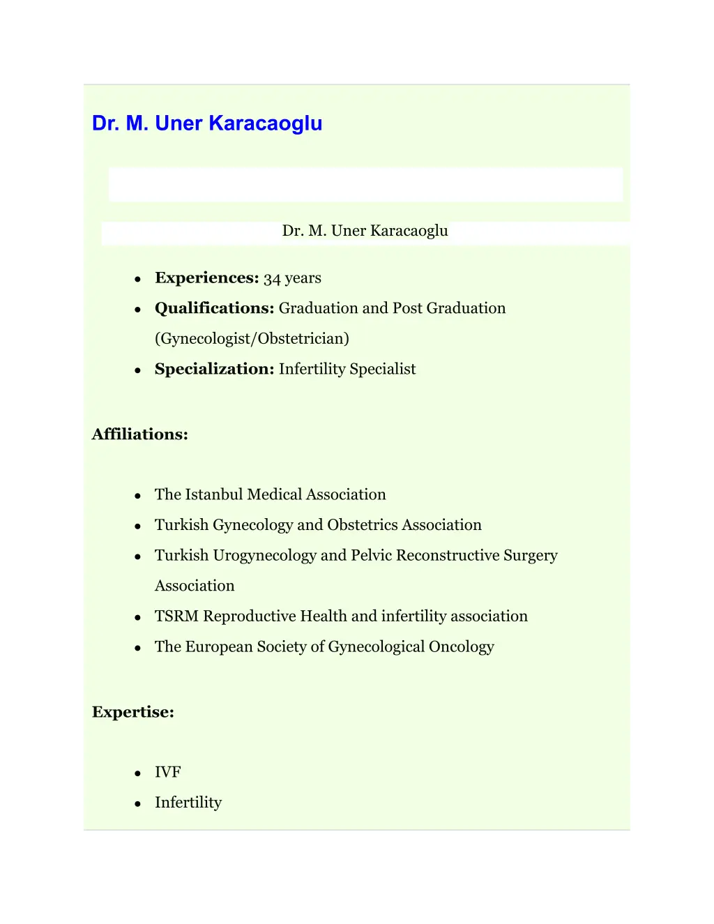 dr m uner karacaoglu