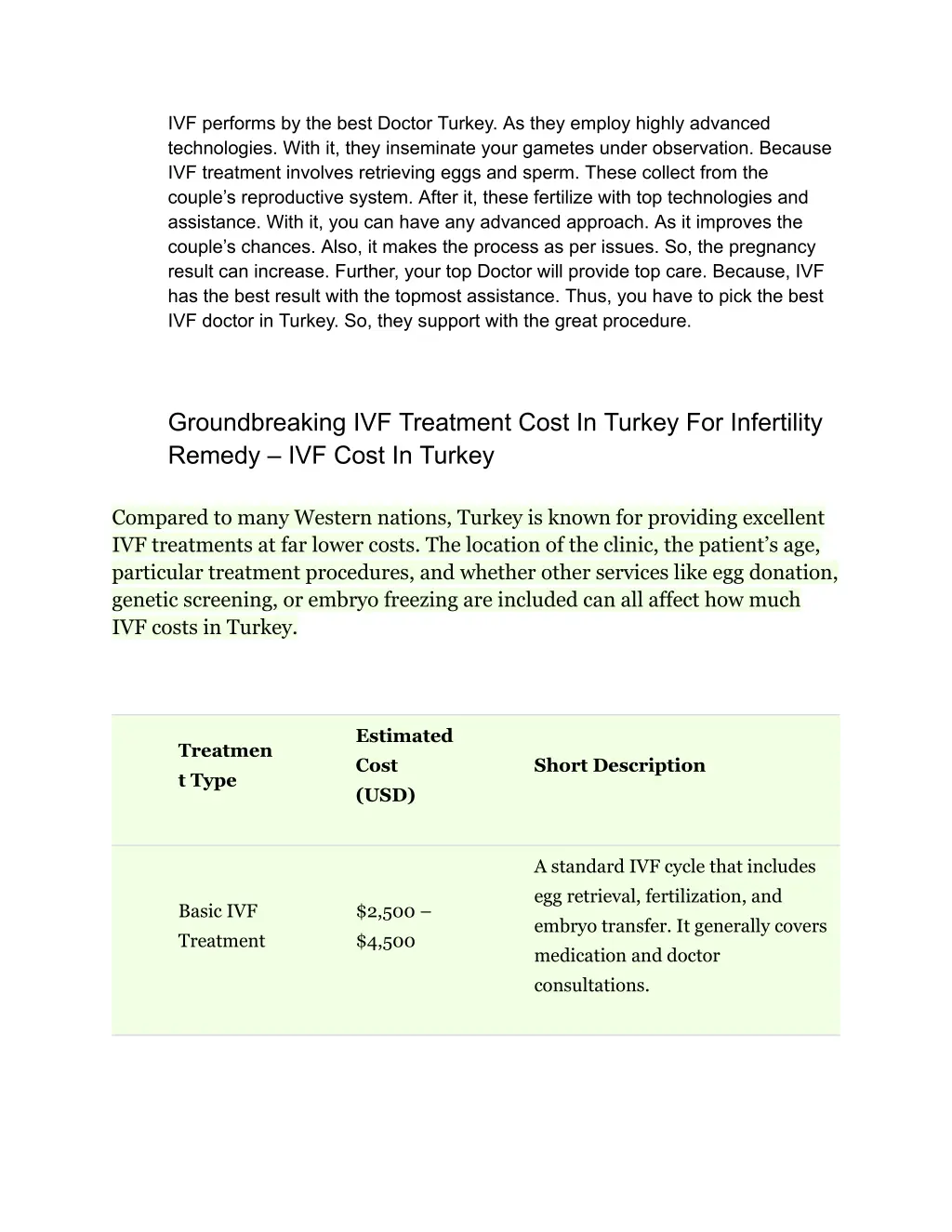 ivf performs by the best doctor turkey as they