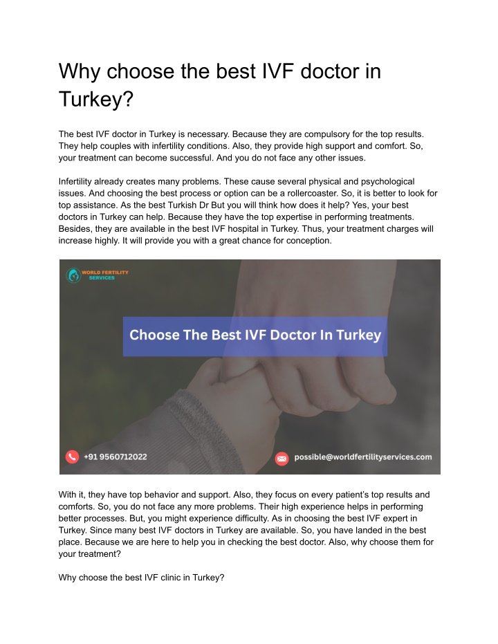 why choose the best ivf doctor in turkey