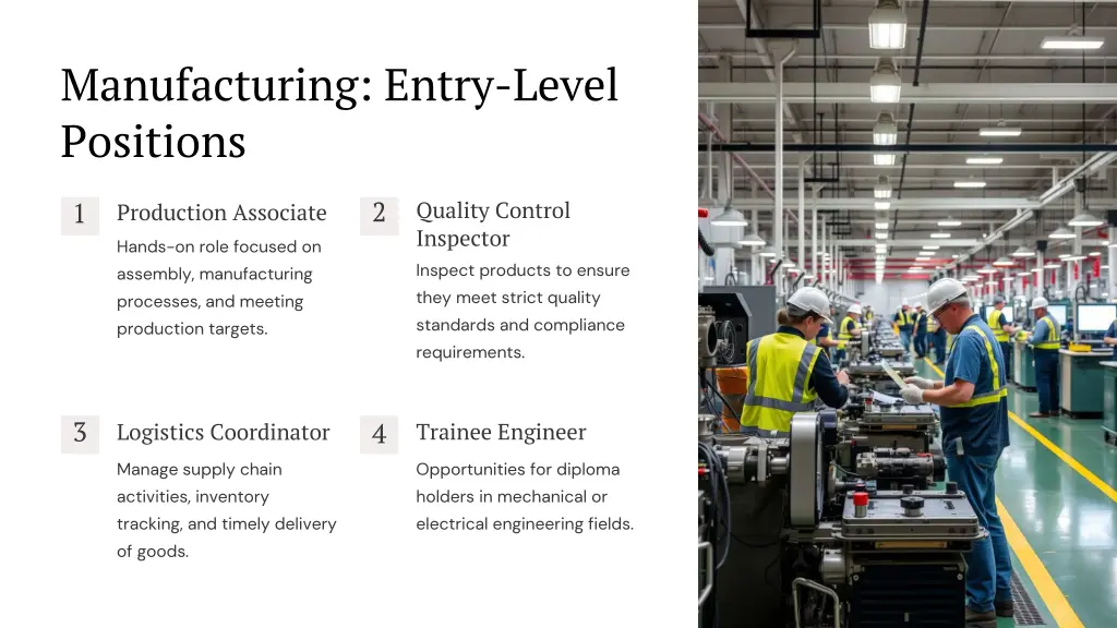 manufacturing entry level positions